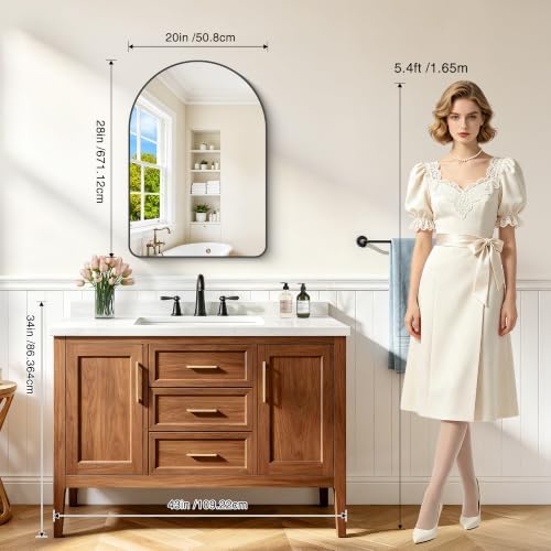 FORBATH Arched Bathroom Mirror 20x28 Inch, Bathroom Mirror Wall Mounted Modern - Image 2