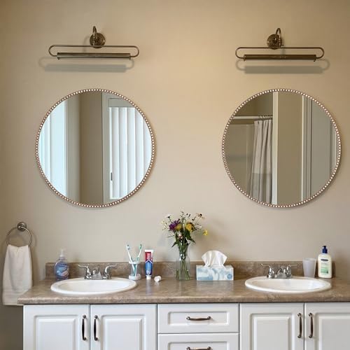 Vintage Round Mirror, 24 Inch Circle Wall Mounted Mirror - Image 3