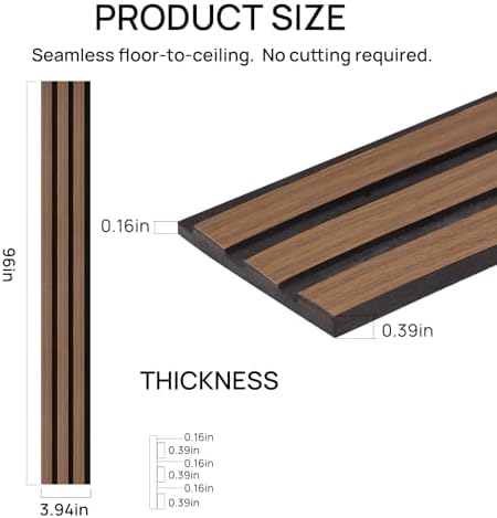 Peel and Stick Walnut Slat 3D Wall Panels 4"x98", Wood Acoustic Accent - Image 3