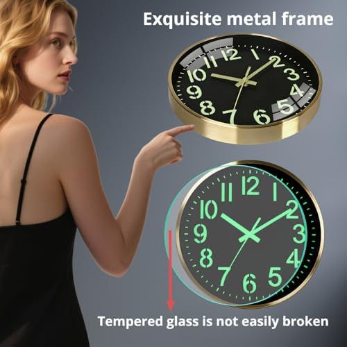 Wall clock 12-inch metal frame luminous silent time accurate - Image 3
