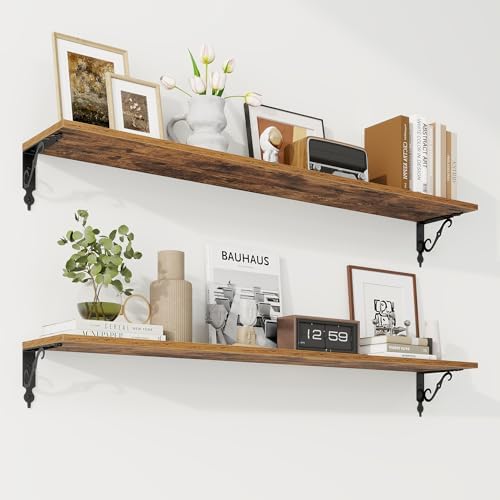 RICHFOCUS Floating Shelves for Wall Decor, 47.3W x 8D Shelves Set of 2 by RICHFOCUS