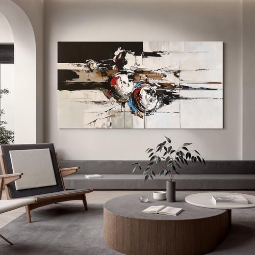 YISXINOAG Black White Abstract Wall Art Modern Industrial Painting 24"X48" - Image 5