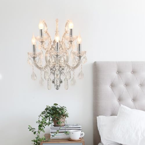 YLONG-ZS Large Modern Crystal Wall Sconce， Lights-5 Light Crystal Wall Sconce - Image 3