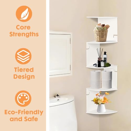 ShellKingdom Corner Shelf Wall Mount, 5 Tier Corner Bookshelf, Floating Display - Image 4