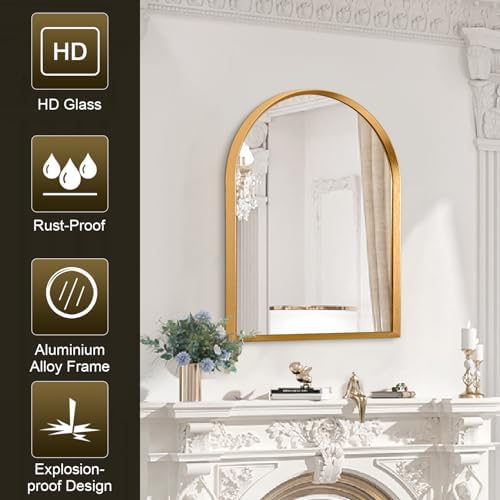 Arch Bathroom Wall Mirror Gold Vanity Metal Frame Mirrors Home Decor - Image 5