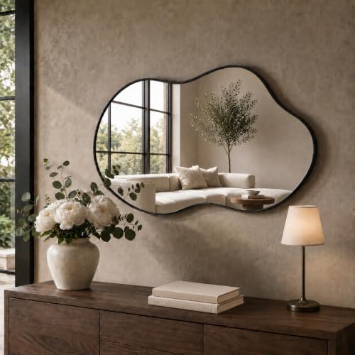 Irregular wall Mirror 24"x41" Black Asymmetrical Mirror by POTIJO