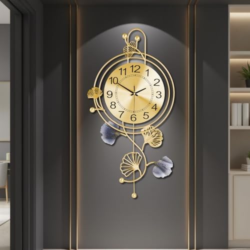 Large Wall Clock for Living Room, Modern Silent Non-Ticking Metal Wall Clocks by Fillovewallclock