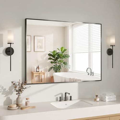Koonmi Black Mirrors for Wall, 30x40 Inch Bathroom Mirror, Rectangular Wall by KOONMI