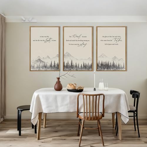 IARTTOP Large Christian Easter Framed Wall Art 16x24 Inch Neutral Mountain - Image 4