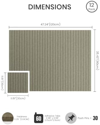 Bumusty 48"x 36" Large Felt Bulletin Board Tiles, Olive Brown - Image 2