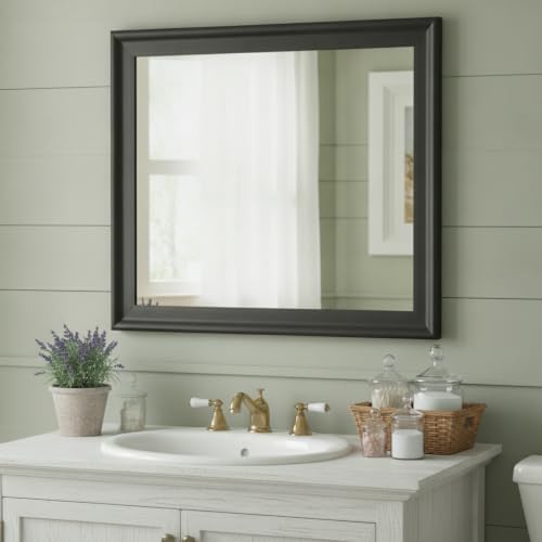 CULER Black Wall Mirror for Bathroom, Rectangle Rustic 24 x 32 inch - Image 5