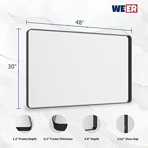 WEER Black Bathroom Vanity Mirror 48X30 Inch - Image 6