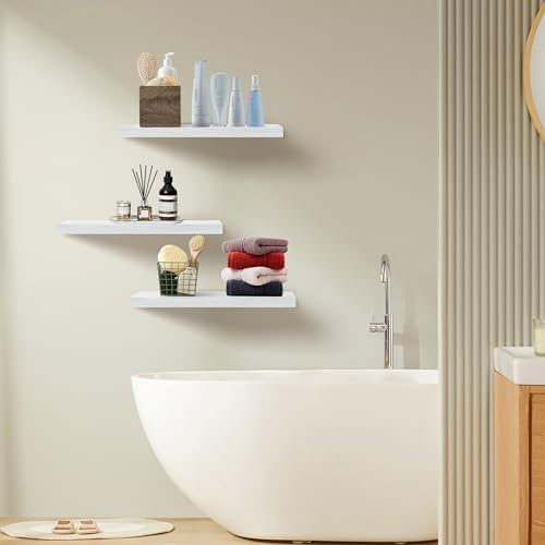 White Floating Shelves for Wall Set of 3 - Image 6