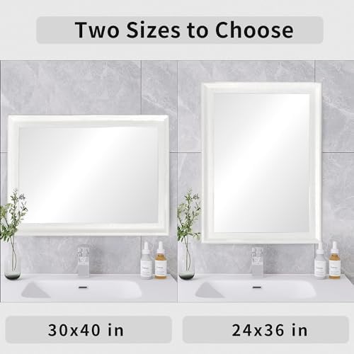 Tanmicoshomy White Rectangle Bathroom Wall Mirror 30x40 Inch - Image 7