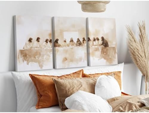 Jesus Wall Art Set of 3 Last Supper Wall Decor Christian Canvas Wall Art - Image 5