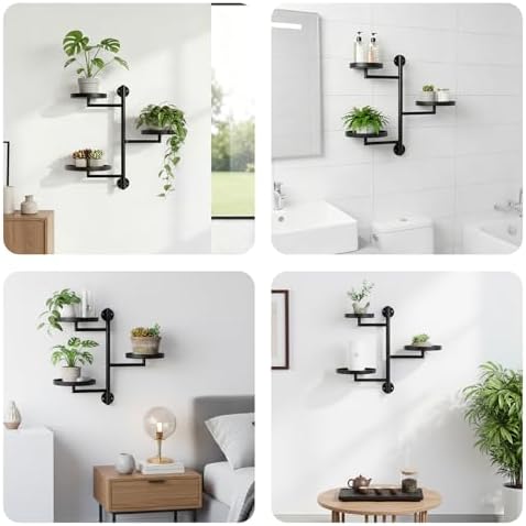 Rotating Window Wall Mounted Plant Shelf, 3 Tier Indoor Corner Metal Wall Plant - Image 7