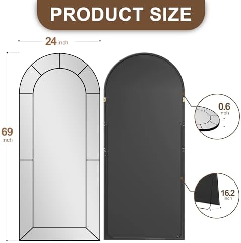 Delma Arched Window Pane Full Length Mirror, Window Mirror - Image 5