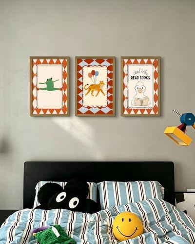 Framed Vintage Nursery Canvas Wall Art Set of 3, Frog Tiger Duck Animal Wall - Image 6