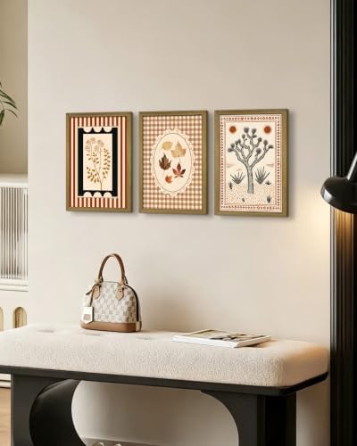 Framed Vintage Botanical Canvas Wall Art Set of 3, Boho Floral Leaf Desert Tree - Image 5