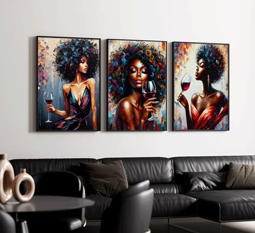 hijyord 3Pcs African American Women Canvas Wall Art 16x24in Unframed - Image 6