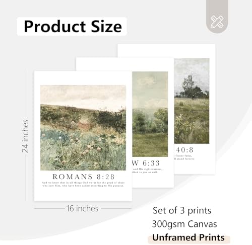 Christian Bible Verse Wall Art Decor Scripture Floral Canvas Painting Jesus - Image 2
