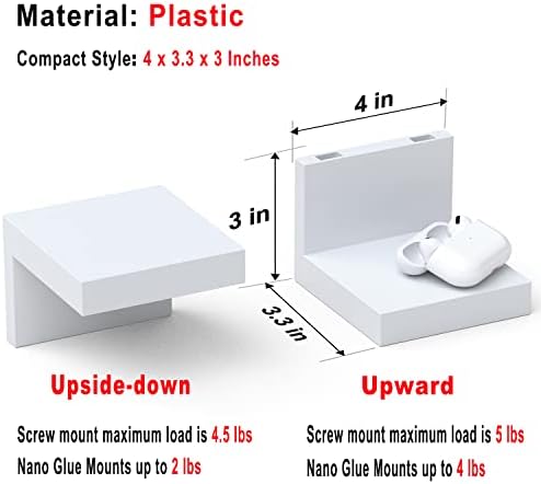 RICHER HOUSE 9-Set Small Floating Wall Shelf, No Drill Bathroom Shelf White - Image 3