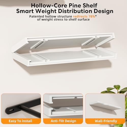 Organic Wavy Edge Floating Shelves, Hidden Brackets, 2 Pack 24 in - Image 4