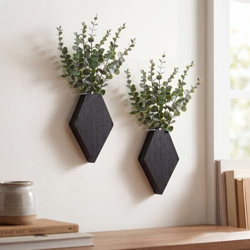 Chunful 2 Pcs Wooden Wall Planter Decor, 7.1 x 4.7 x 1.2 Inches by Chunful