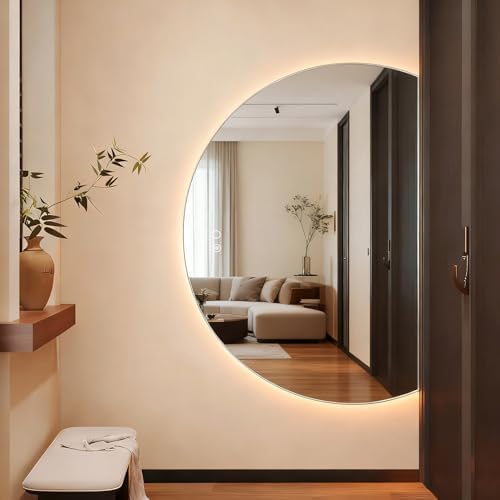 43.3" x 30" Modern Half Moon LED Mirror by Unknown