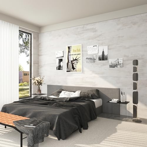 31.5x315in Extra Wide Cream Concrete Wallpaper Peel Stick Milky White Plaster - Image 5