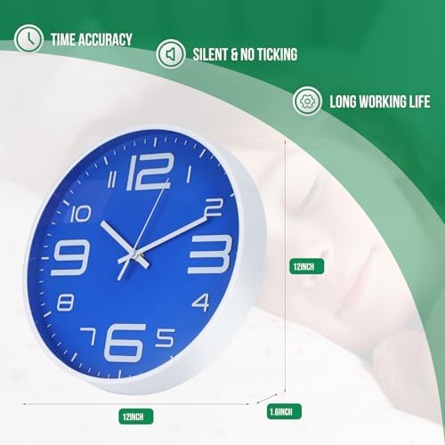 Wall Clock Modern Non-Ticking Battery Operated Wall Clocks Silent Quartz - Image 2