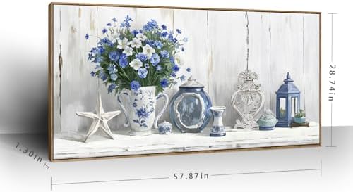 Nicetop Oversized Framed Floral Canvas Print Wall Art - Image 6