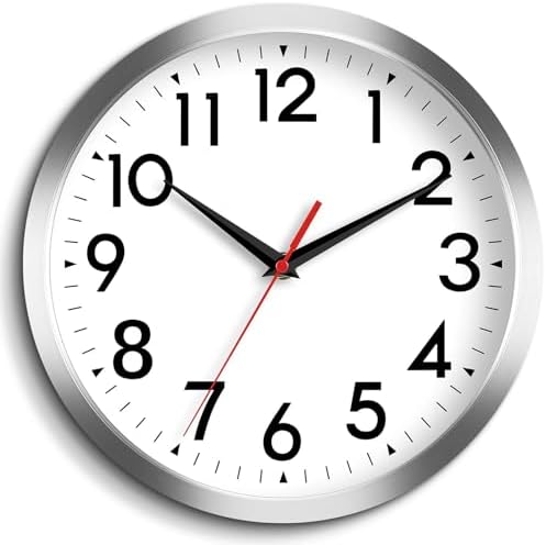 DAXSMY 10 Inch Wall Clock, Battery Operated Silent Non Ticking by DAXSMY