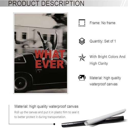 Vintage Black And White Canvas Poster Both Hand Out Of Car Window Woman Wall - Image 2