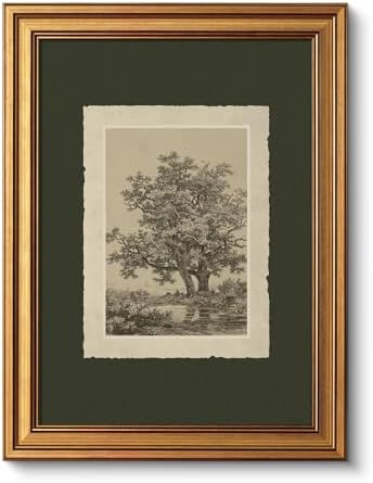 VIYYIEA Vintage Gold Framed Wall Art, Oak Tree Forest Landscape Painting Canvas by VIYYIEAART
