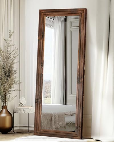 65x22in Full Length Mirror, 3-Tier Stepped Solid Wood Frame - Image 5