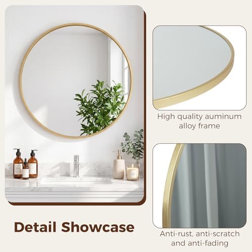 Sweetcrispy 24 Inch Round Wall Mirror, Bathroom Mirrors - Image 4