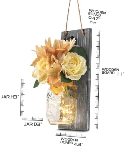 Mason Jar Sconces Wall Decor Set of 2, Rustic Wall Art, Wall Hangings - Image 2