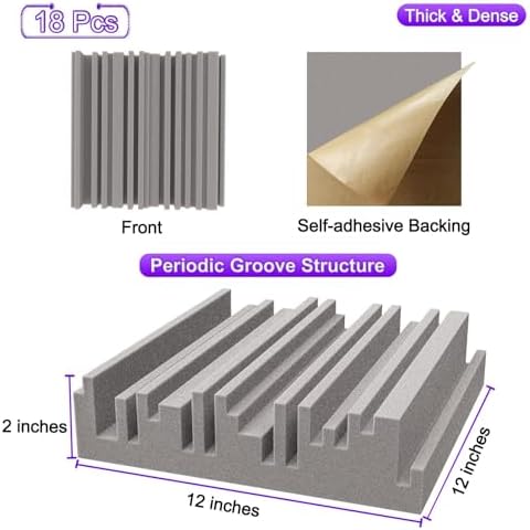 TroyStudio Self-adhesive Acoustic Foam Panels, Dense Soundproof Padding Tile - Image 2