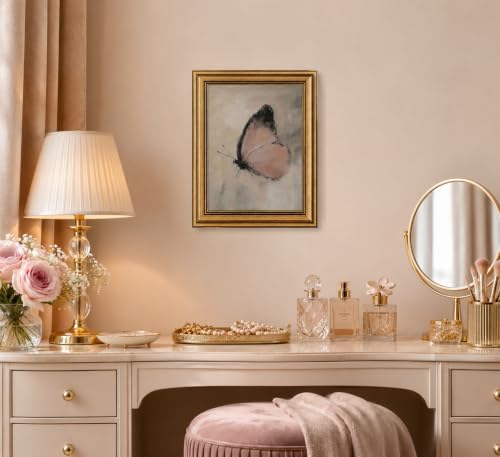 Gold Framed 3D Textured Wall Art, Vintage Pink Butterfly Canvas Prints - Image 7