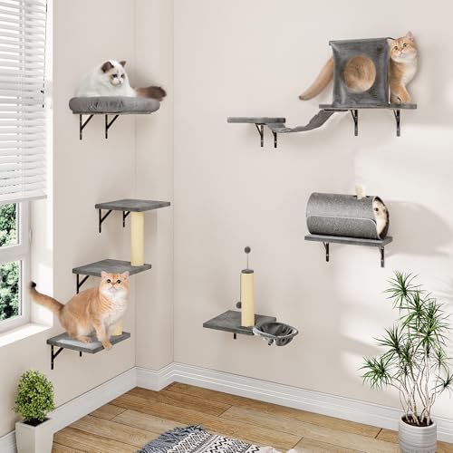 7-in-1 Cat Wall Shelves, Space-Saving Wall Mounted Cat Shelves - Image 2