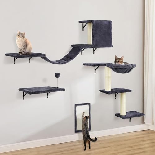 Cat Wall Shelves, Space-Saving Wall-Mounted Cat Climbing Set by Unknown