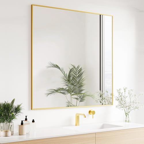 Sunniry Mirrors for Bathroom Sink, 24x24 inch Gold Frame Mirror, Metal Frame - Image 4