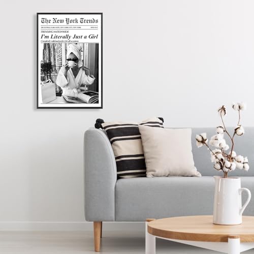 Vintage Black White Newspaper Canvas Wall Art I'M Literally Just A Girl - Image 4