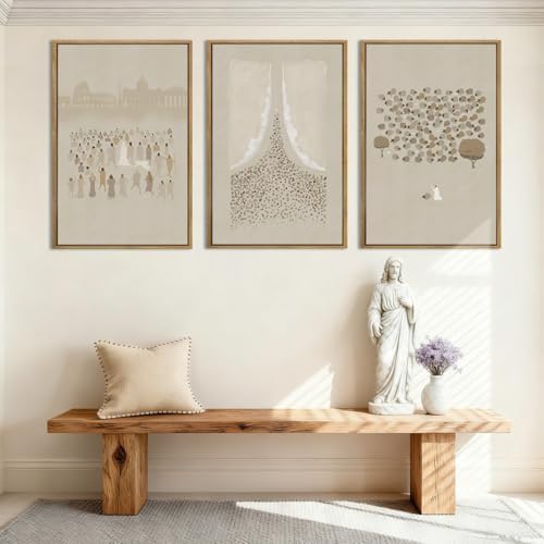 BINCUE Framed Jesus Wall Art Set of 3 Jesus Lamb Wall Decor Lamb of God Art - Image 2