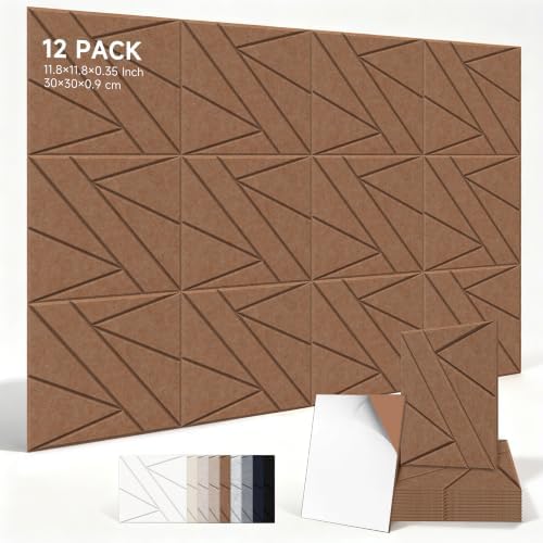 TO-TH Acoustic Panels Peel and Stick Sound Proof Panel 12 Pack, Dark Brown by TO-TH