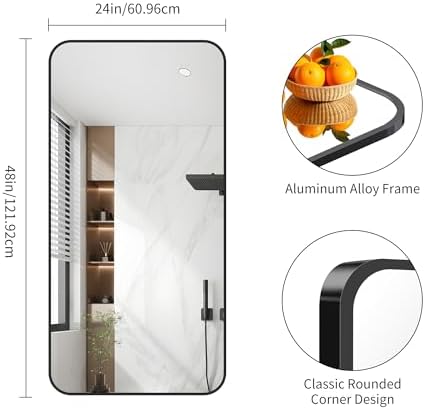 FORBATH Bathroom Mirror 48" x 24", Rectangle Black Narrow Bathroom Mirror - Image 6