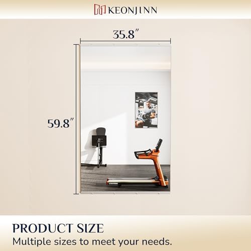 Keonjinn Home Gym Mirror 60" x 36", Frameless Gym Wall Mirror - Image 4