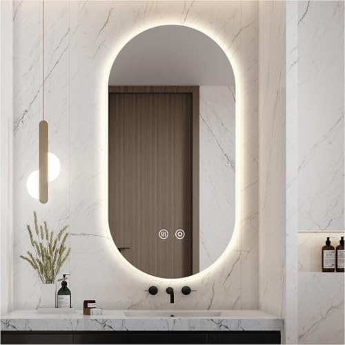 24" W x 40" H Frameless Oval LED Bathroom Mirror by SIEANE
