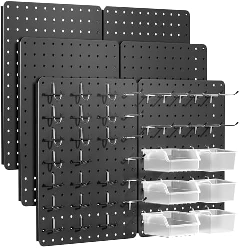 Steel Pegboard Tool Wall Organizer, 6 Bins by PHXGrove
